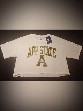 Appalachian State Cropped T-Shirt Champion Apparel Women's Size Small White NWT
